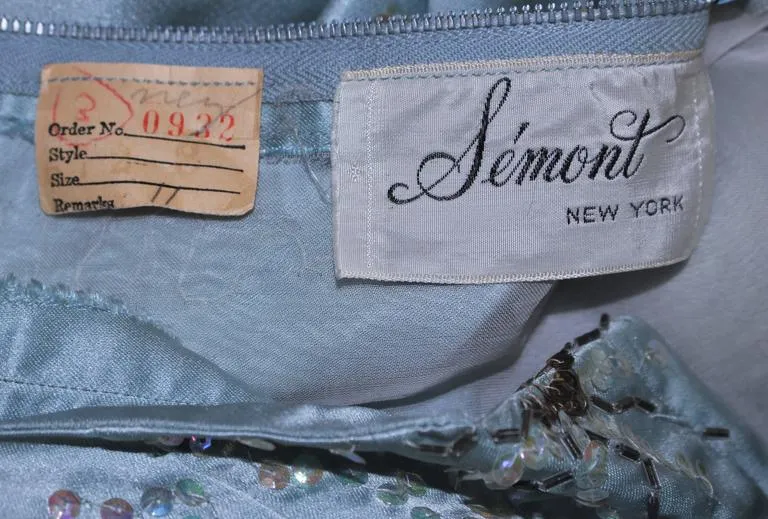 SE'MONT 1960s Silk Aqua Halter w/ Embellishments Size 2-4