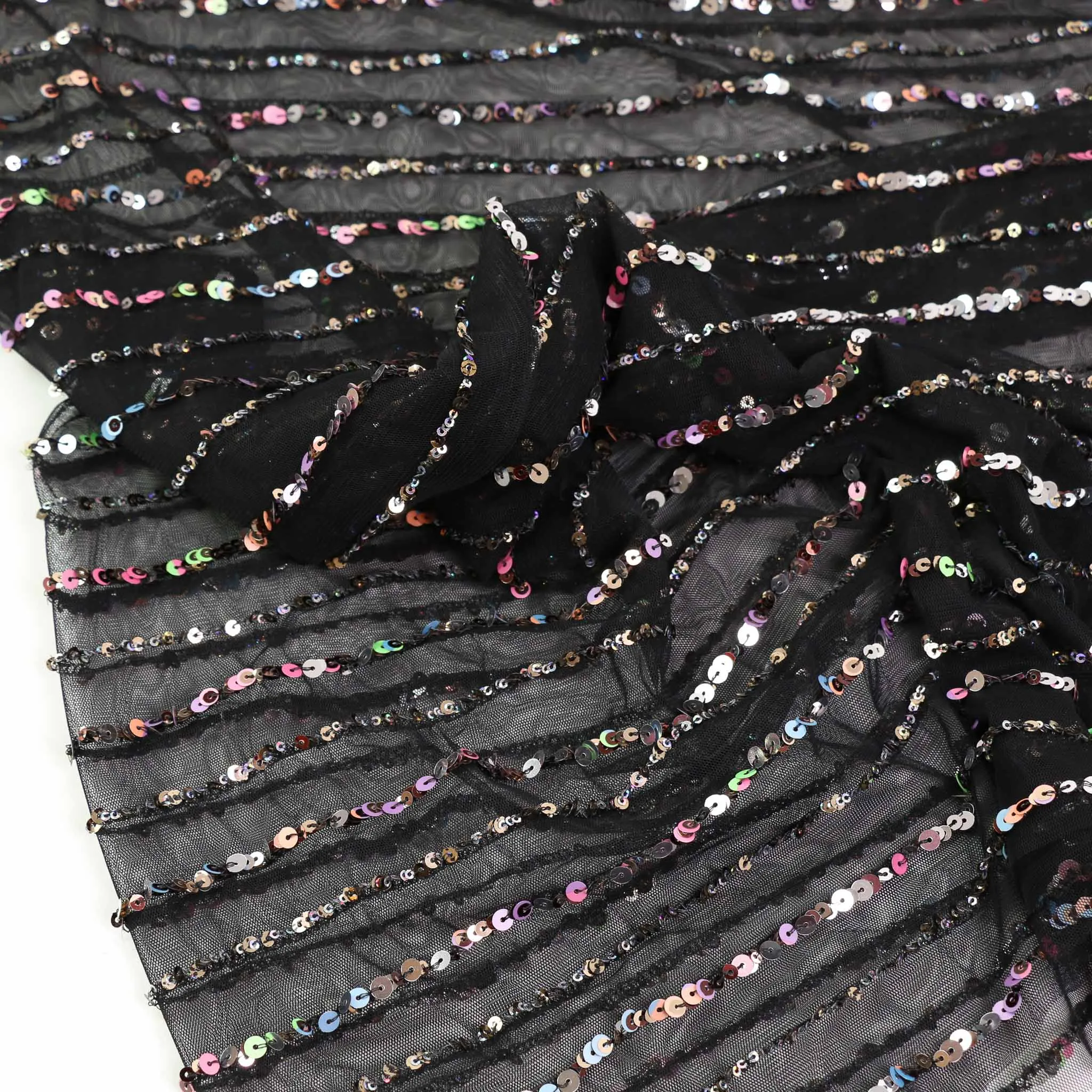 Sequin Fabric - Champagne, Black