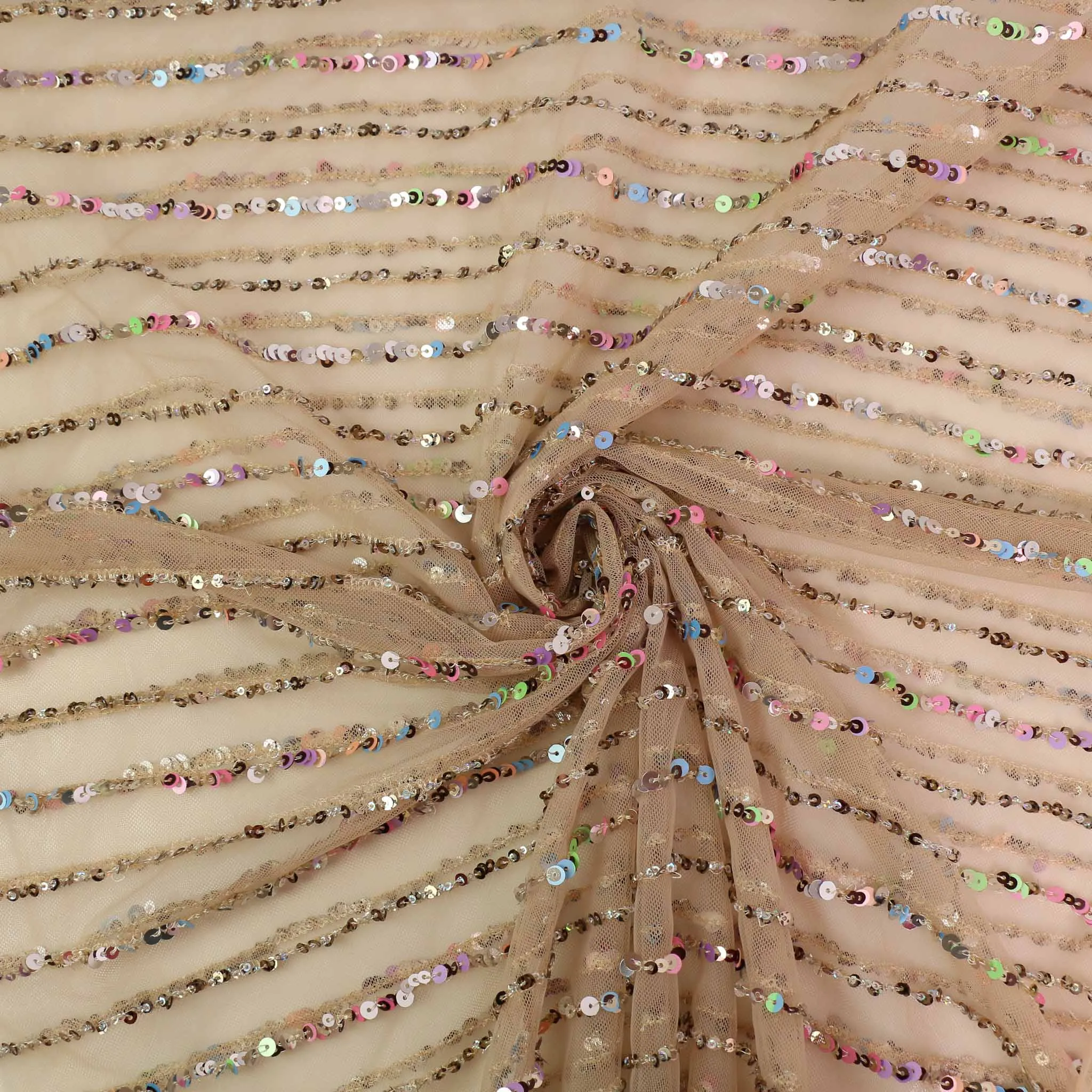 Sequin Fabric - Champagne, Black