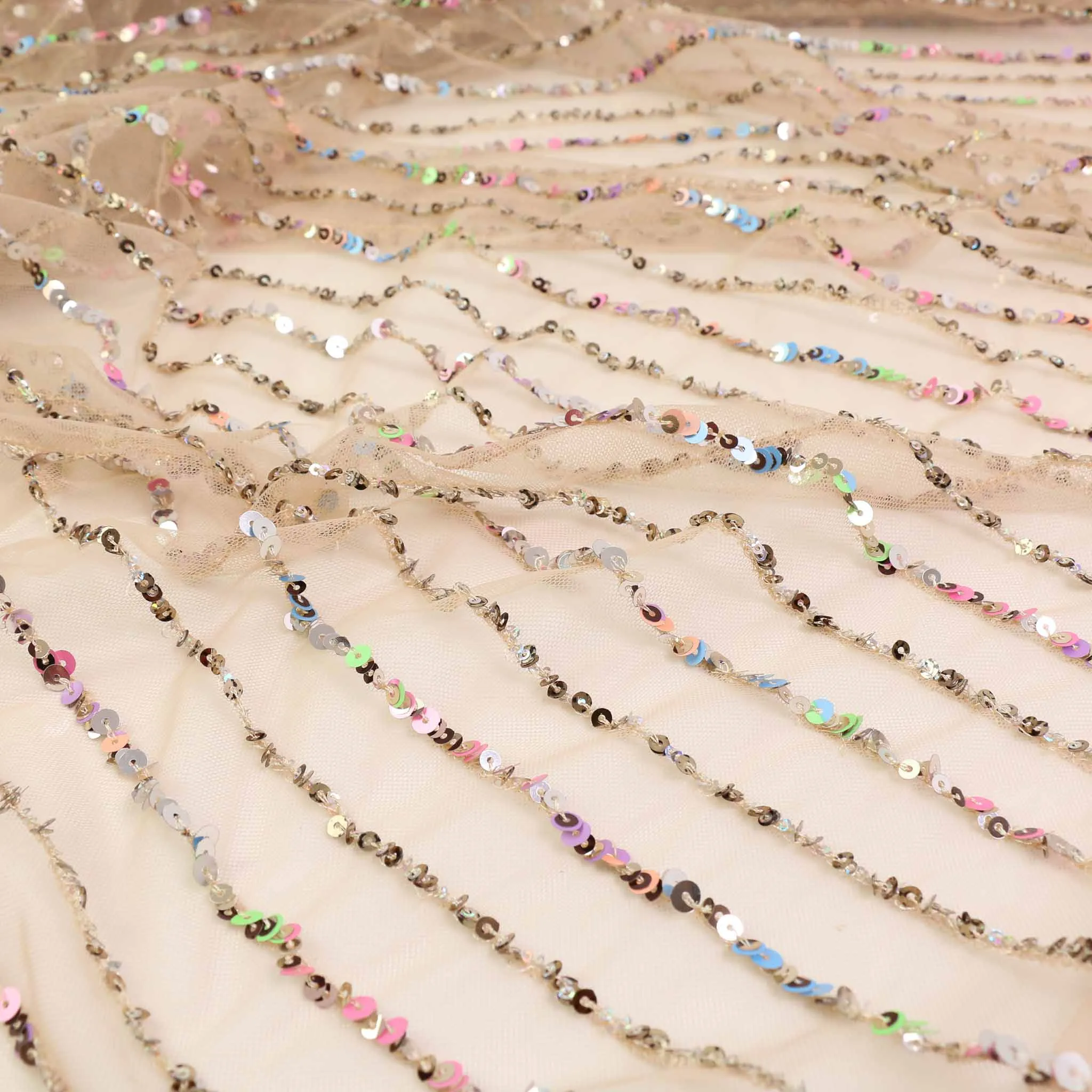 Sequin Fabric - Champagne, Black