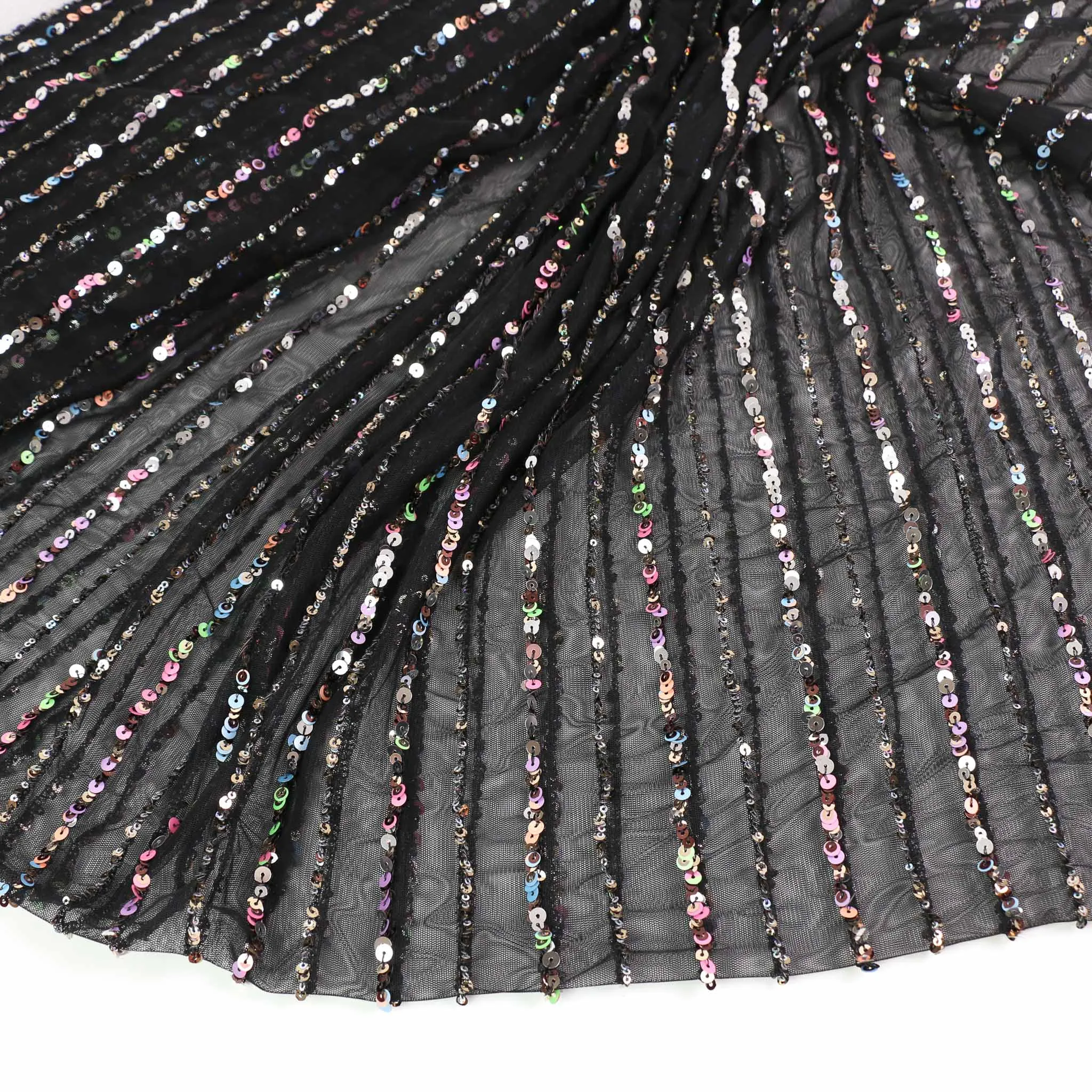 Sequin Fabric - Champagne, Black