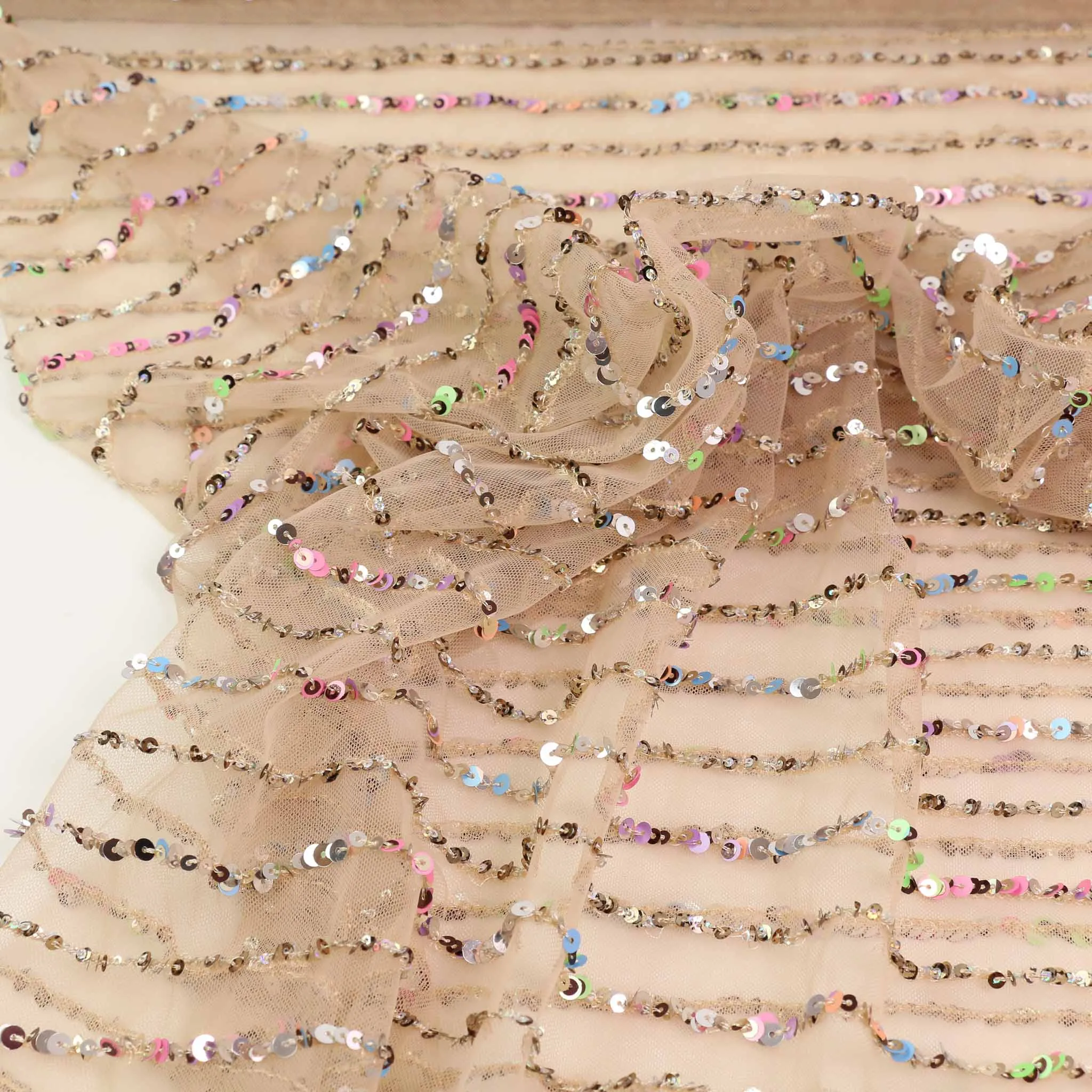 Sequin Fabric - Champagne, Black