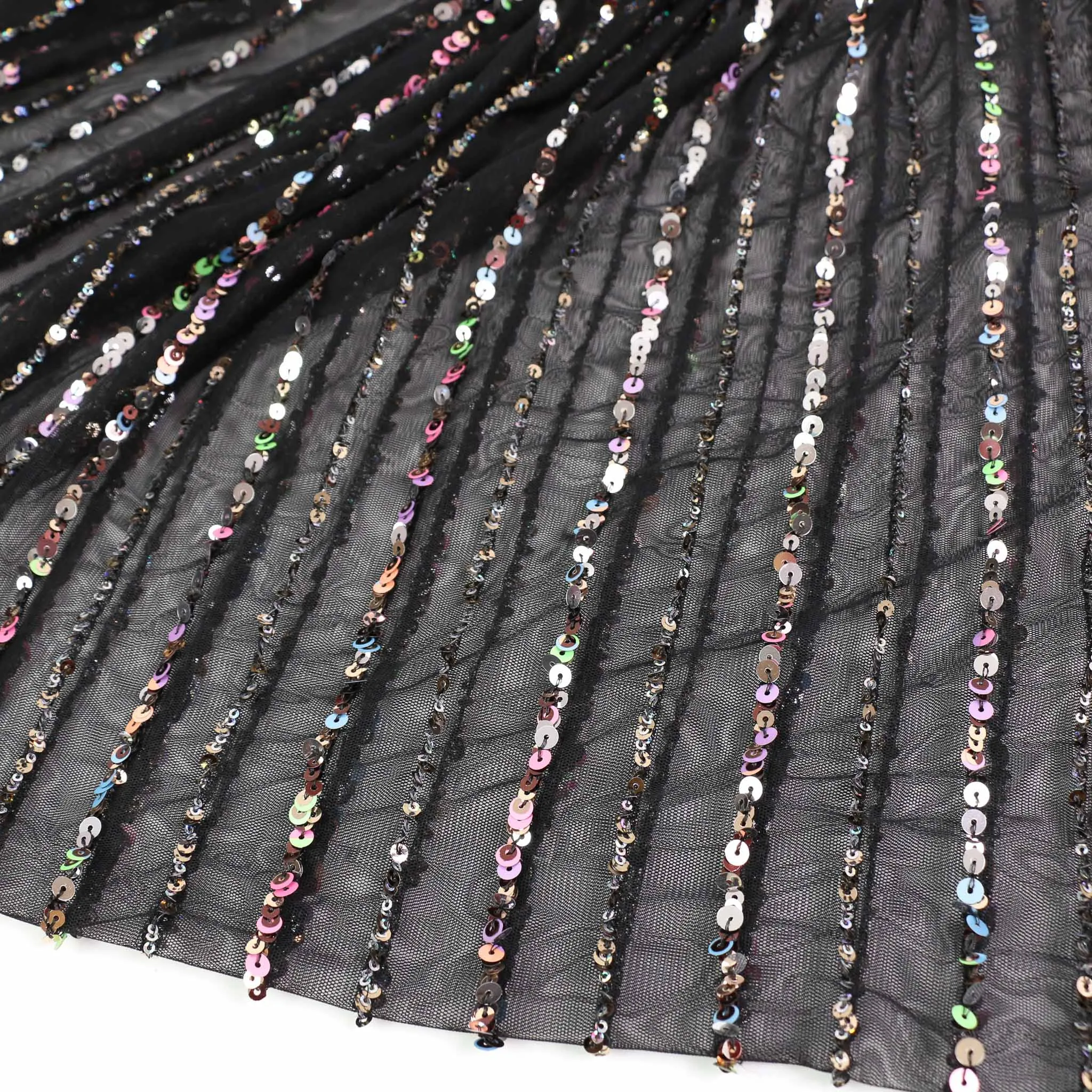 Sequin Fabric - Champagne, Black