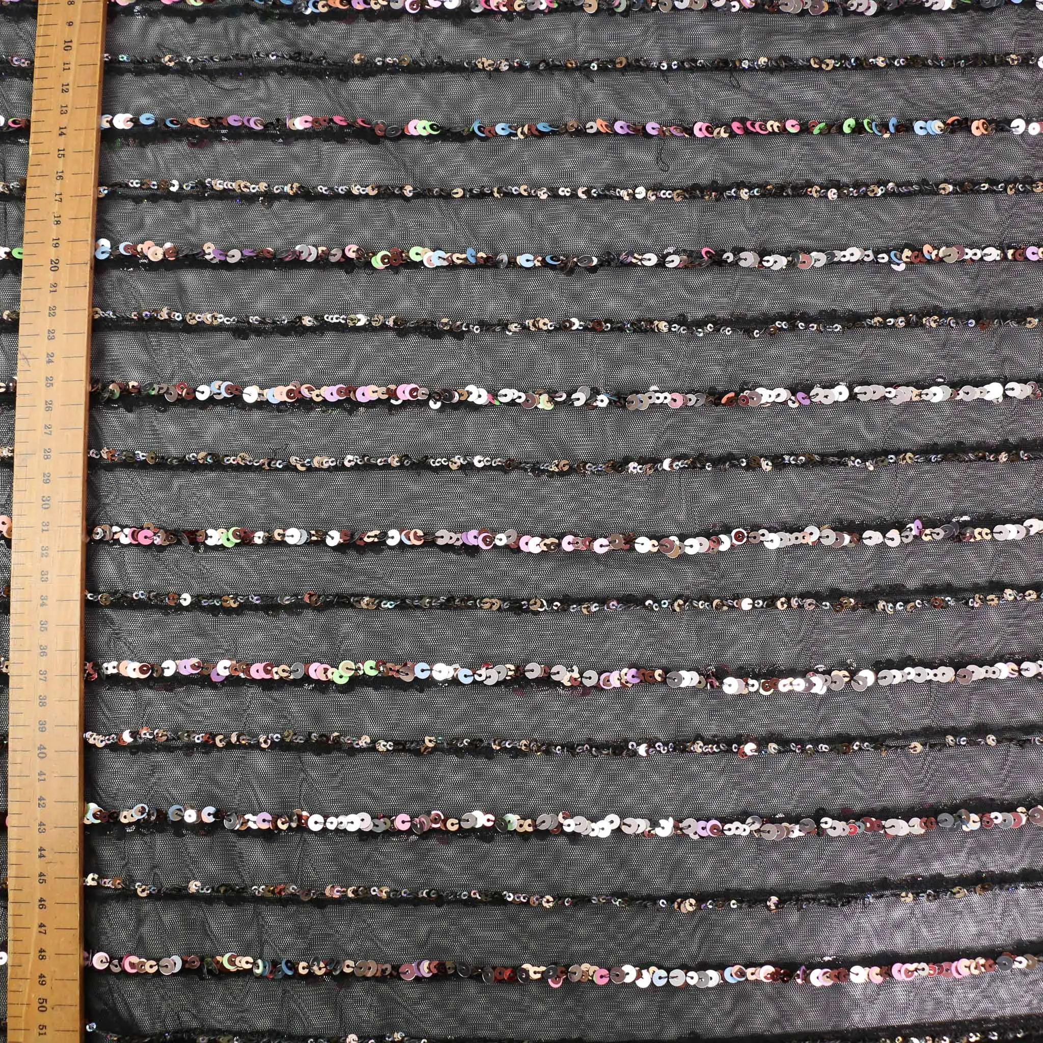 Sequin Fabric - Champagne, Black