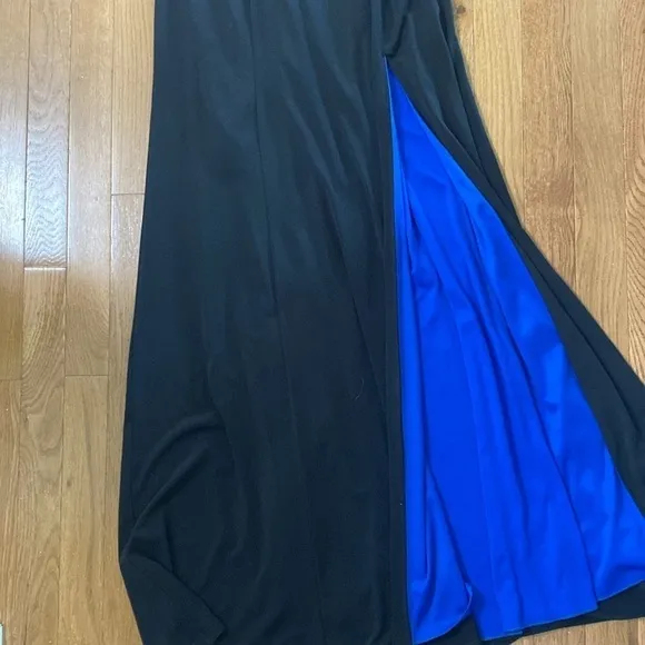 Sequin Hearts Black Jewel Neck Cutout Mesh Inset Halter Maxi Prom Dress size 7