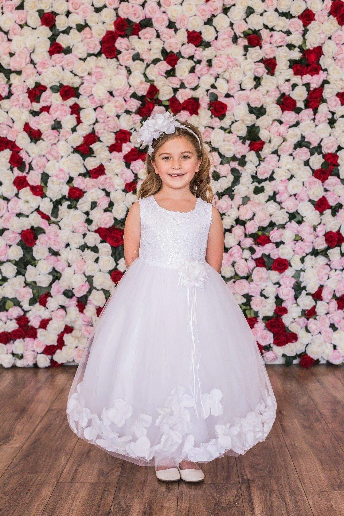 Sequin Top Petal Dress White