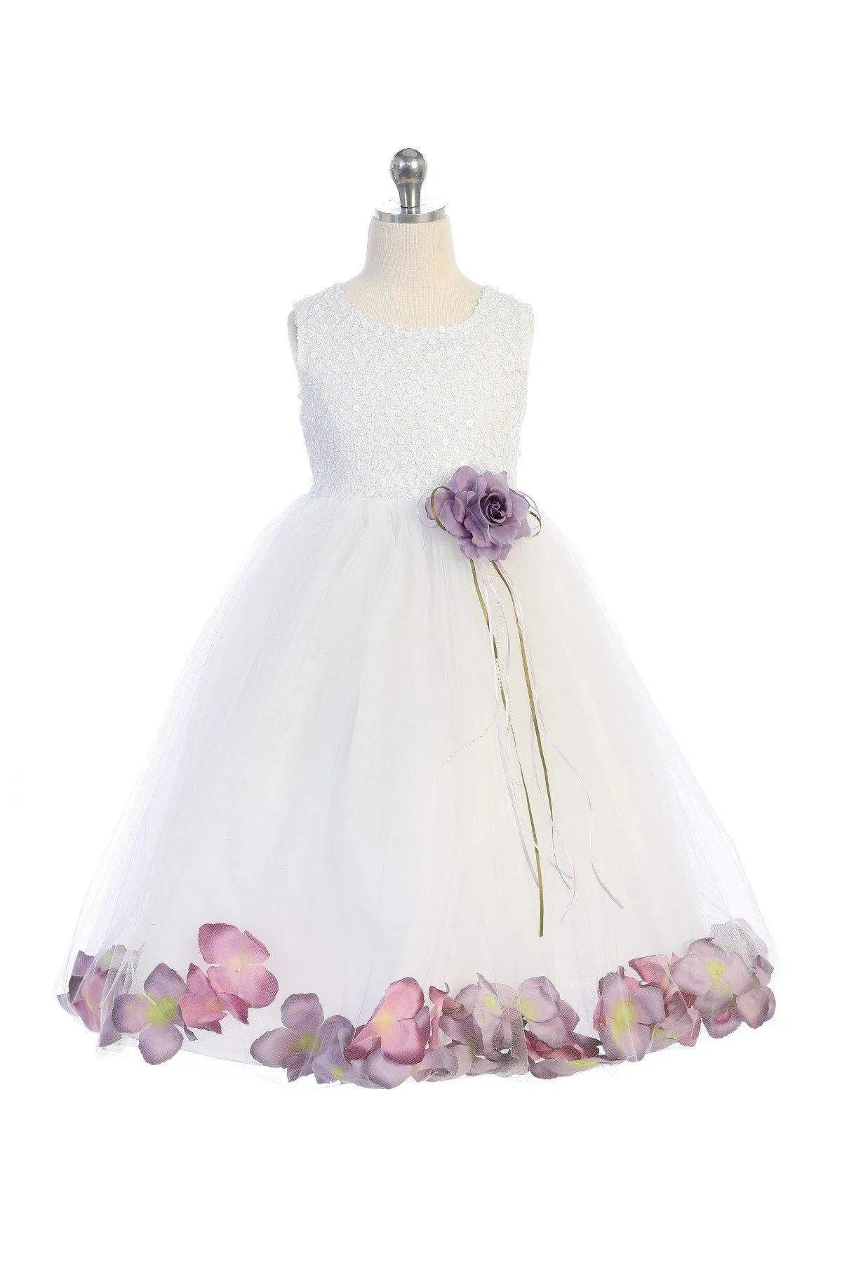Sequin Top Petal Dress White