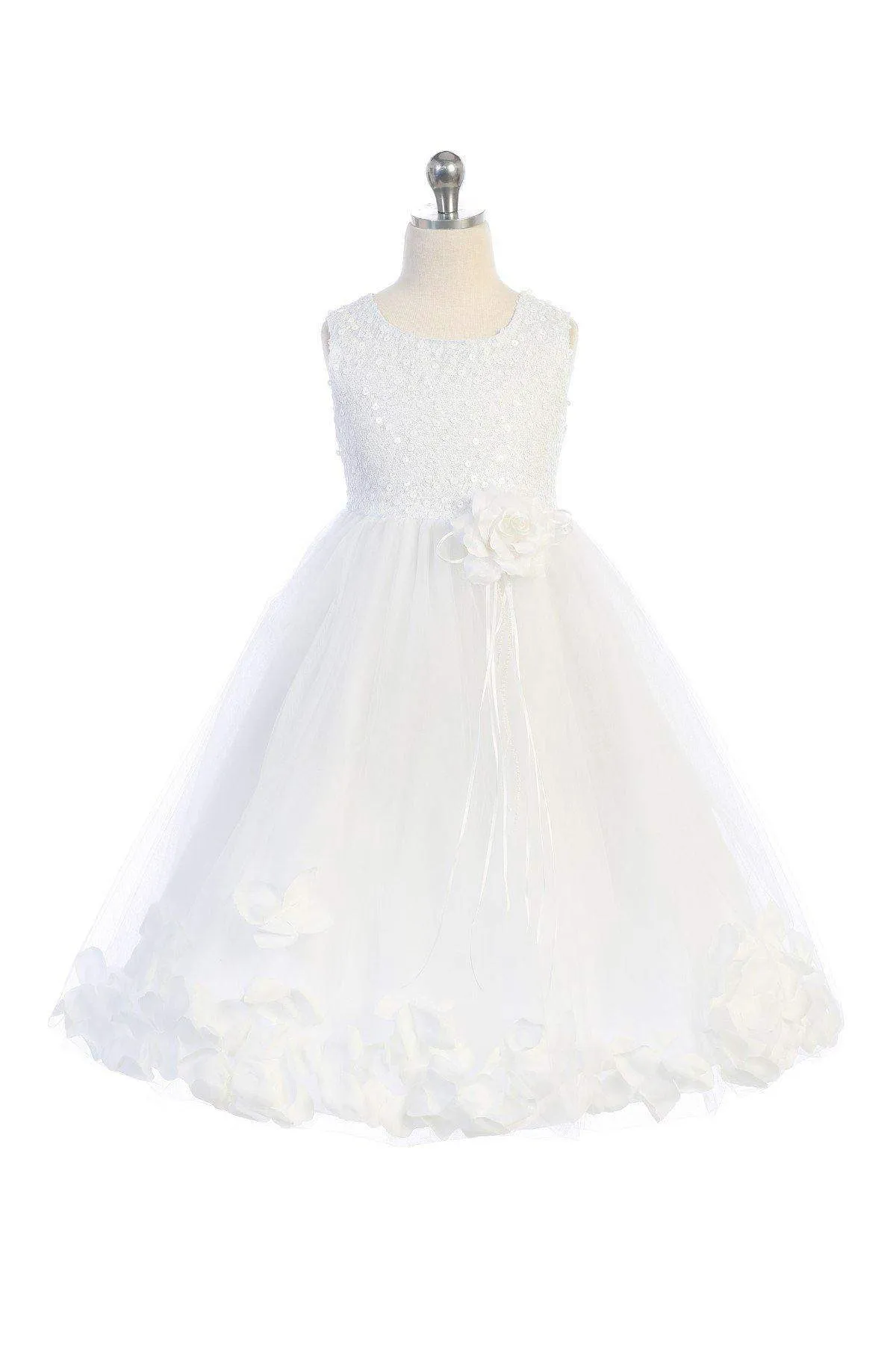 Sequin Top Petal Dress White