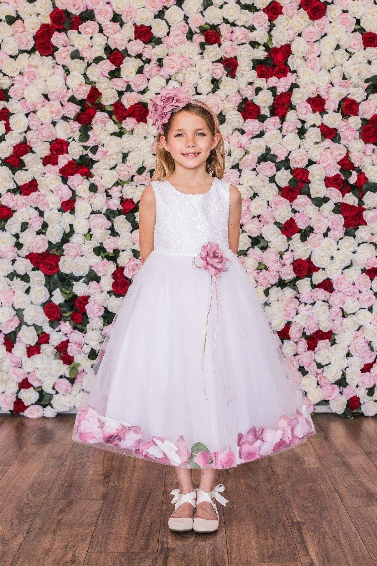 Sequin Top Petal Dress White