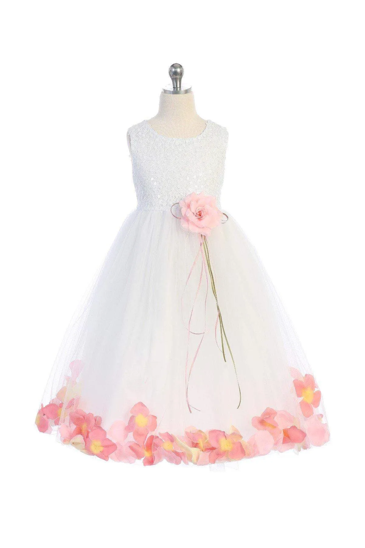 Sequin Top Petal Dress White