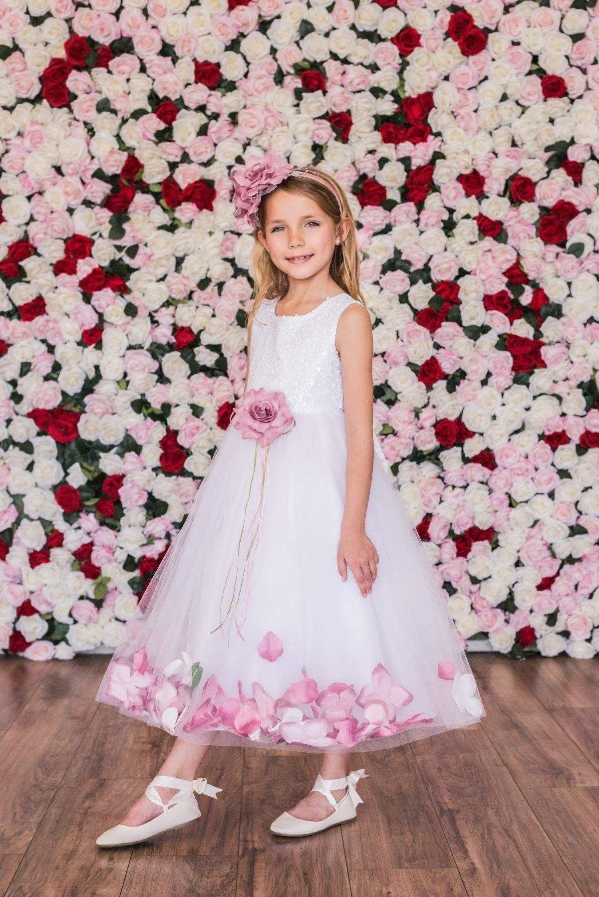 Sequin Top Petal Dress White