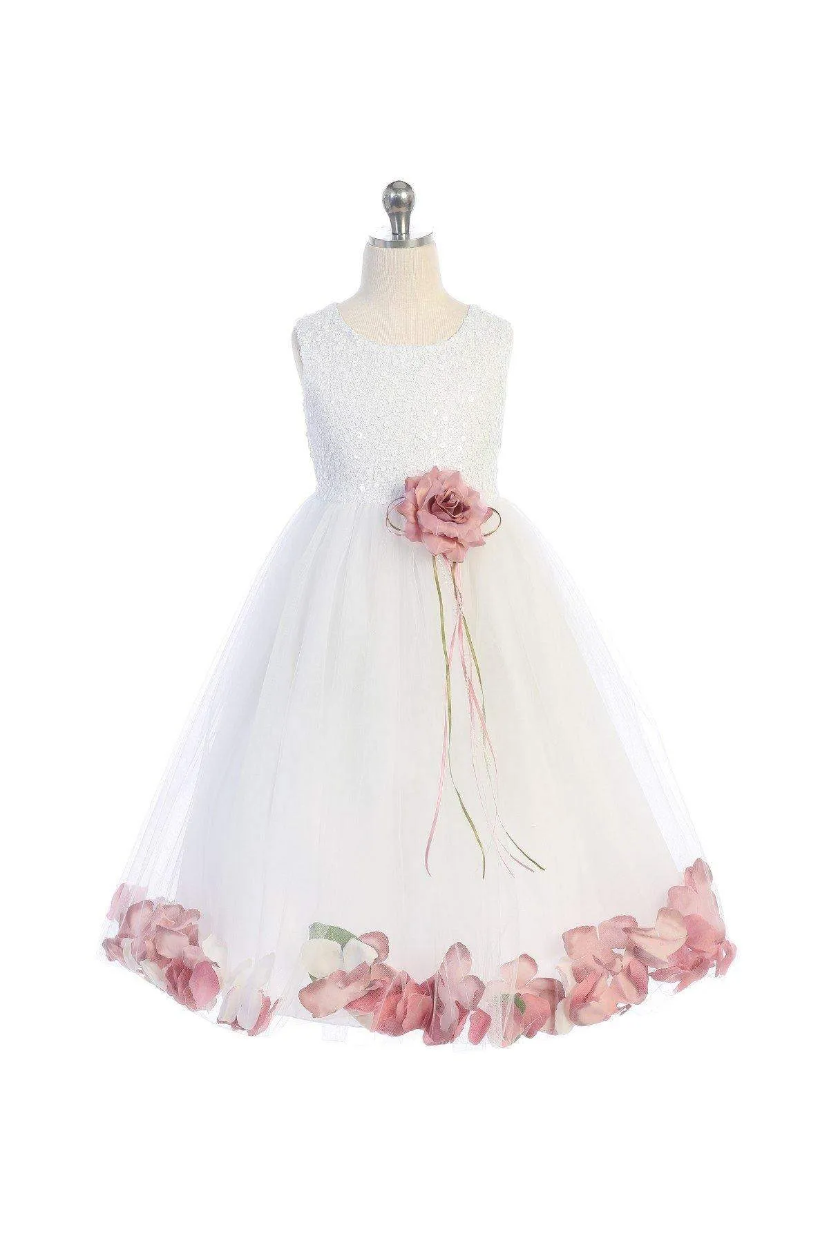 Sequin Top Petal Dress White