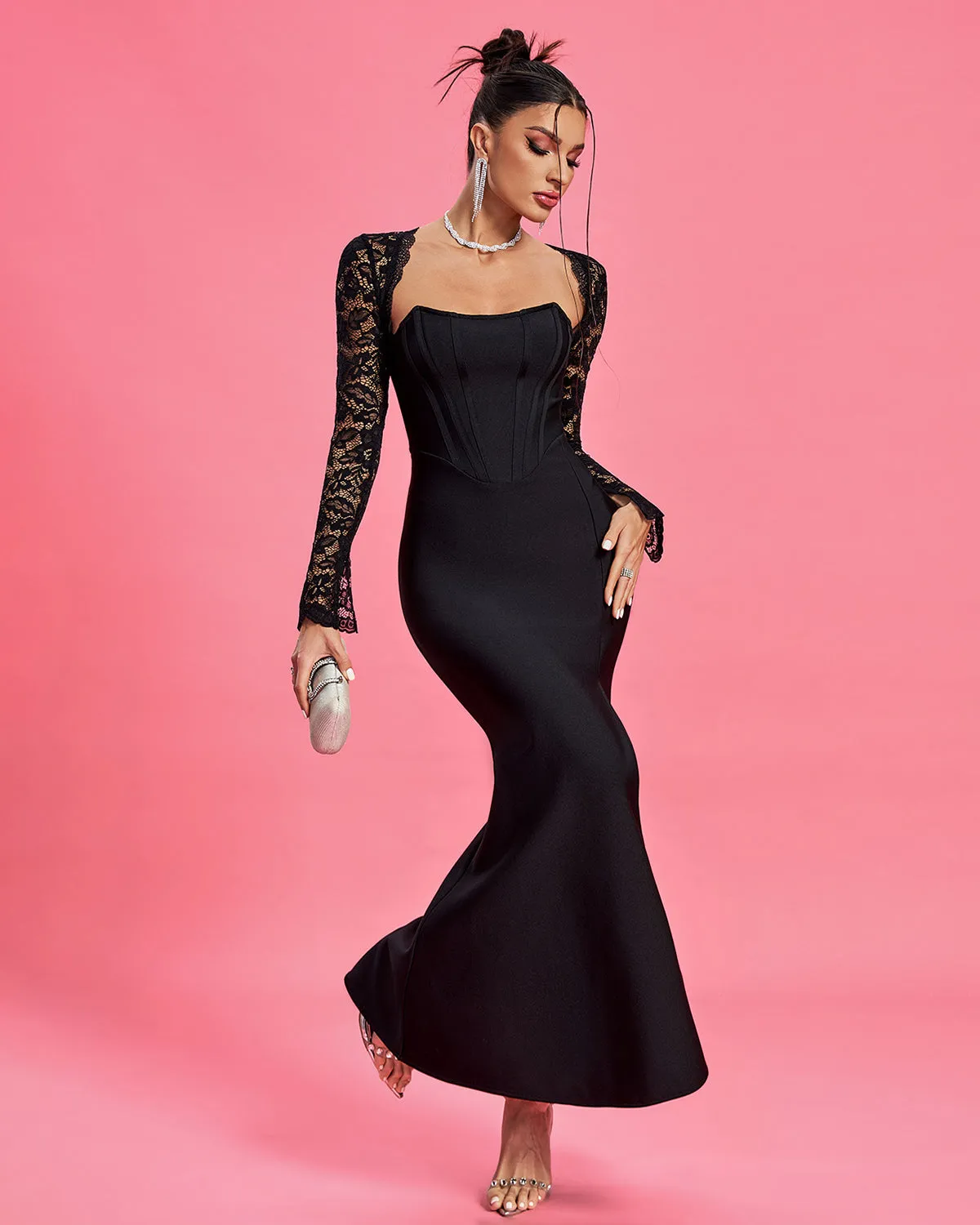 Sexy Lace Corset Bandage Maxi Dress