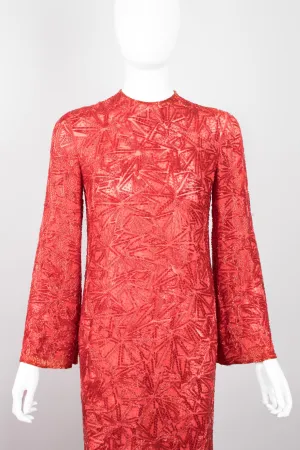 Sheer Red Beaded Shift Gown
