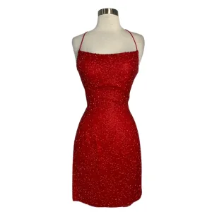 SHERRI HILL Short Beaded Gown Red Size 6