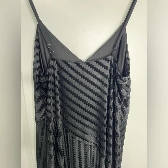 Shoshanna Collection Women's Black Asymmetrical Dress Velvet Striped Size 8