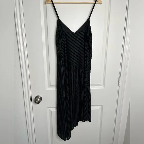Shoshanna Collection Women's Black Asymmetrical Dress Velvet Striped Size 8