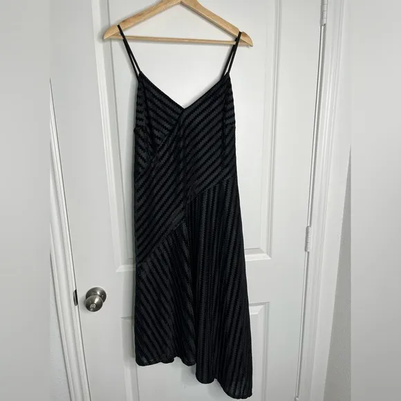 Shoshanna Collection Women's Black Asymmetrical Dress Velvet Striped Size 8