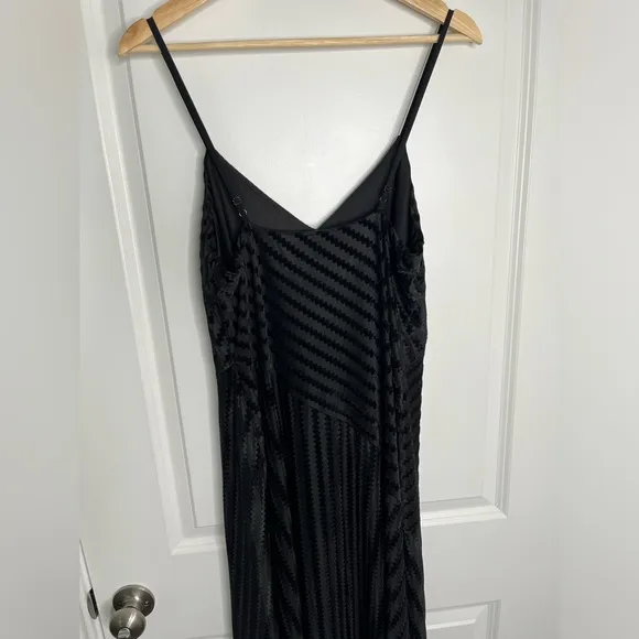 Shoshanna Collection Women's Black Asymmetrical Dress Velvet Striped Size 8