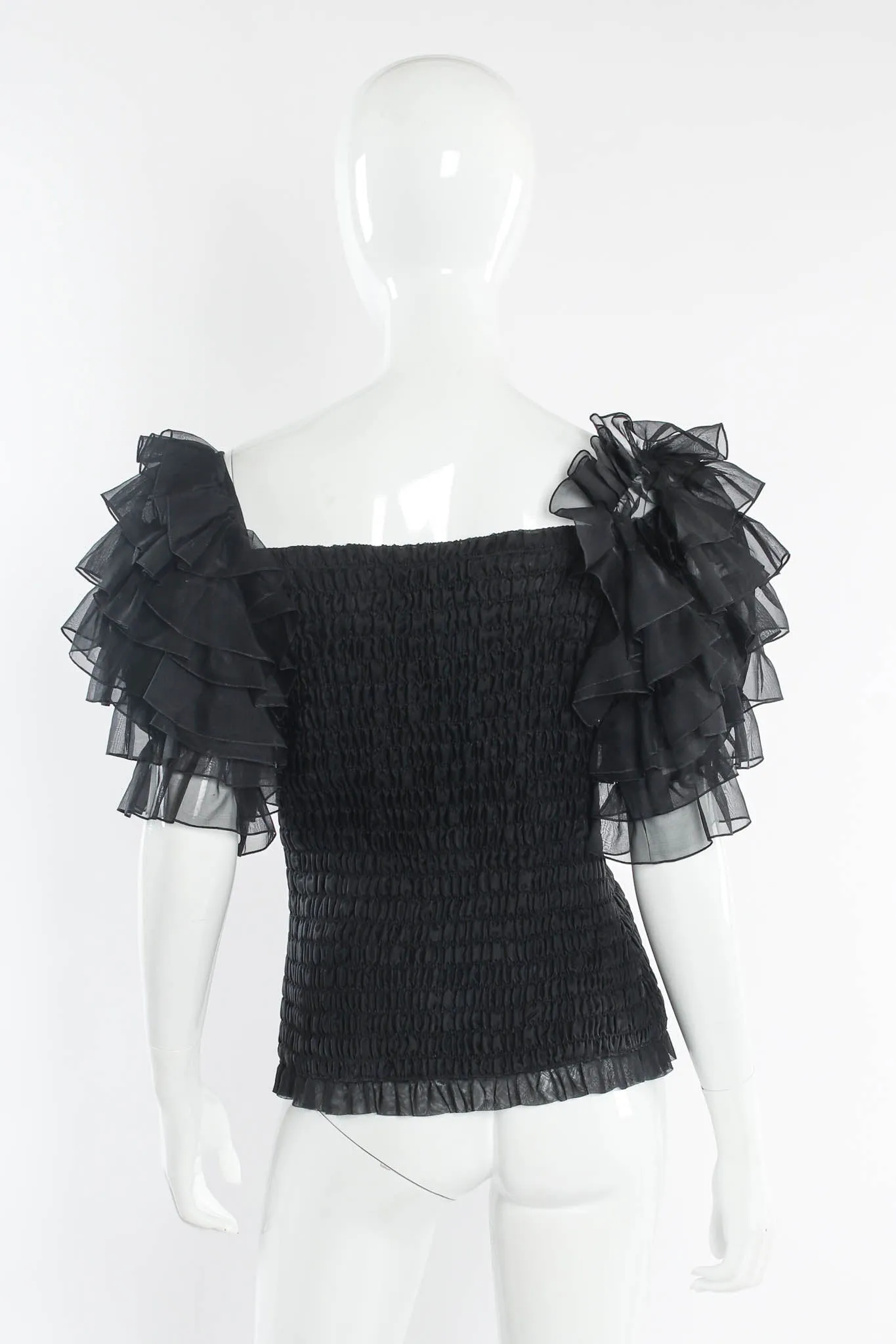 Silk Smocked Ruffle Top