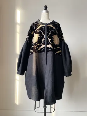 silk velvet brocade big shirt dress