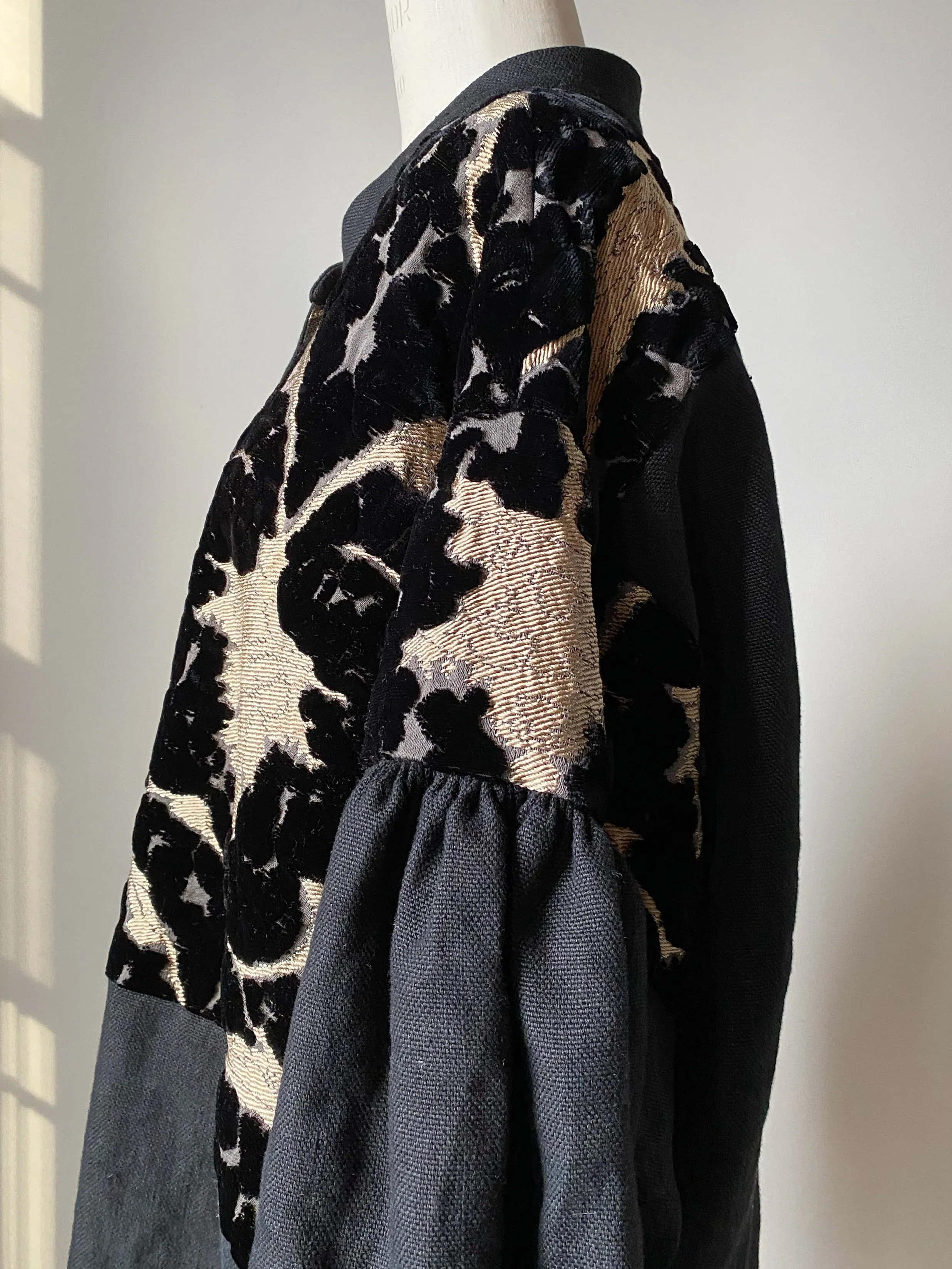 silk velvet brocade big shirt dress