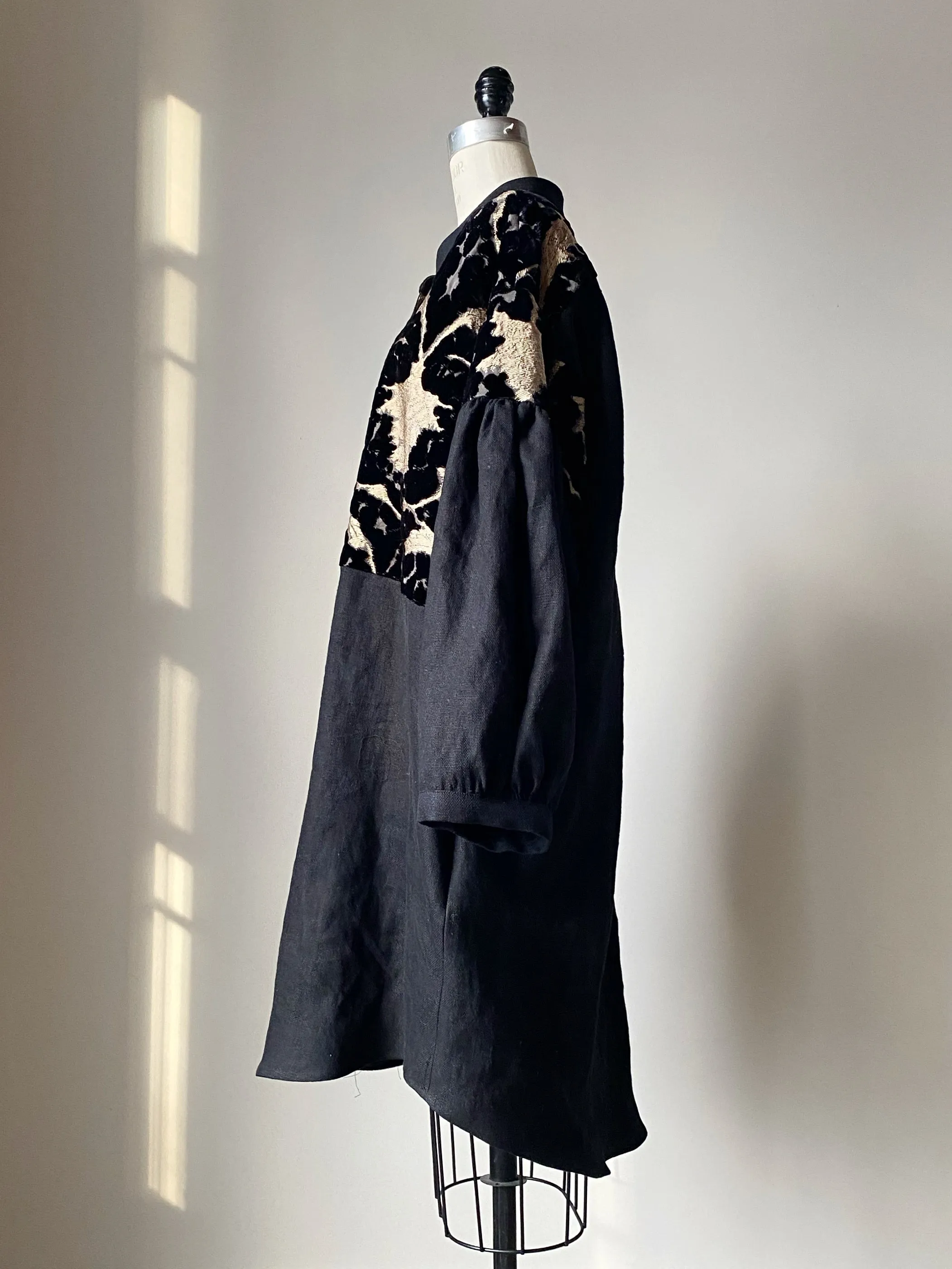 silk velvet brocade big shirt dress