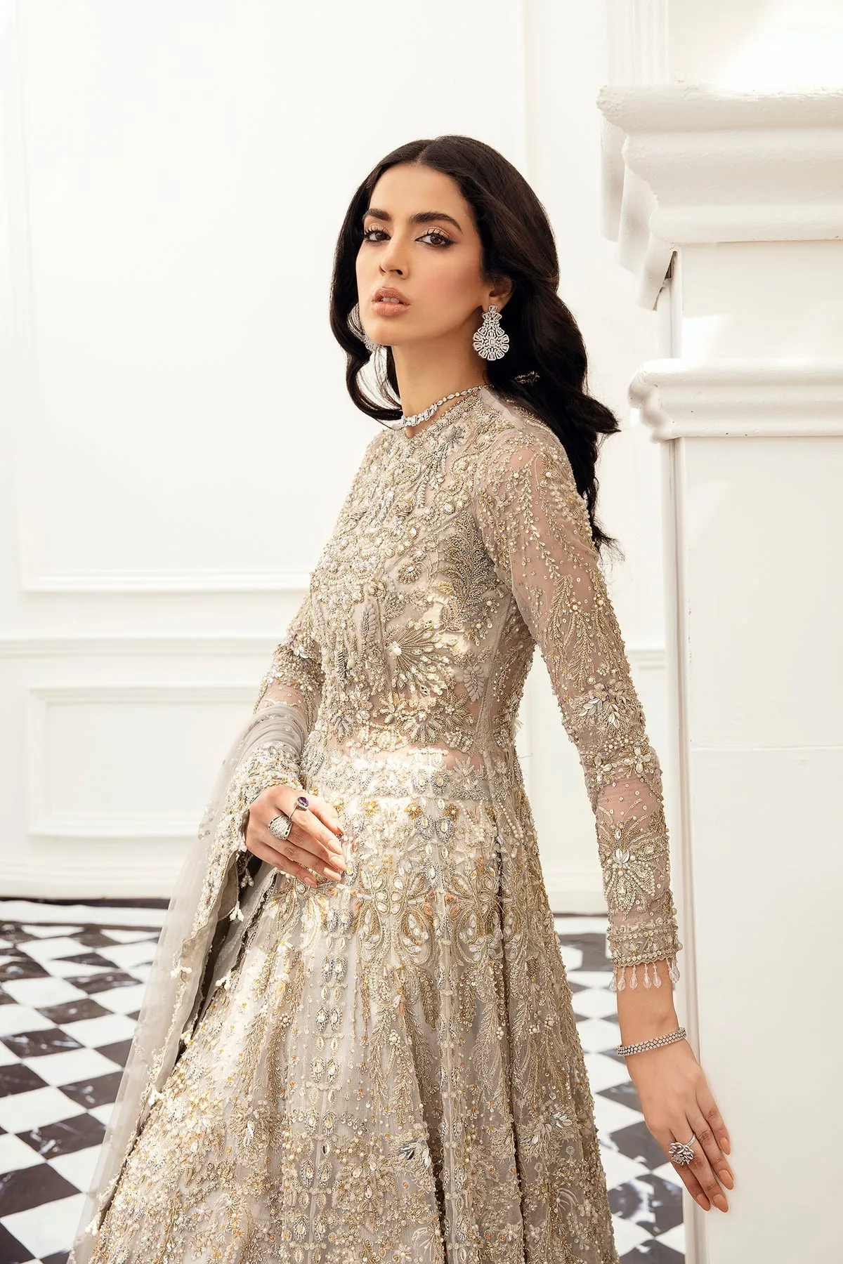 Silver Color Bridal Lehenga for Indian Bridal Wear
