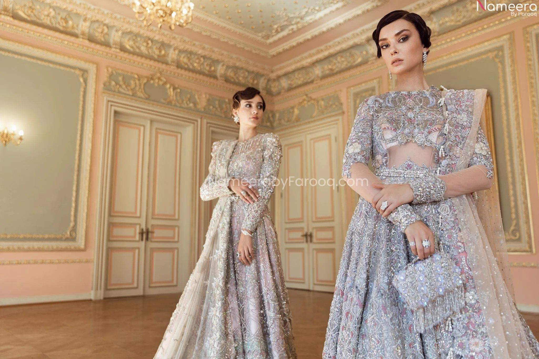 Silver Lehenga for Wedding Designer Bridal Dress #BN797