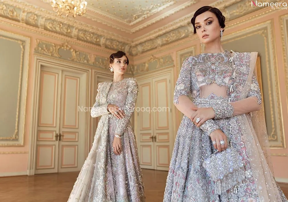 Silver Lehenga for Wedding Designer Bridal Dress #BN797