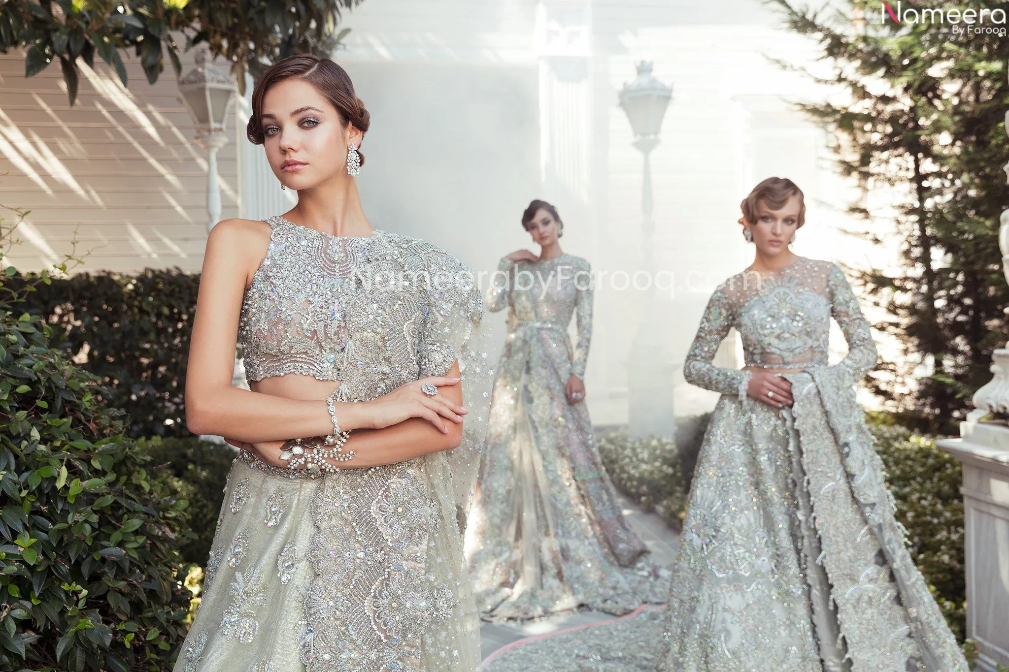Silver Lehenga for Wedding Designer Bridal Dress #BN797