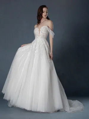 Size 8 Stella Couture 25528 Off White Gown
