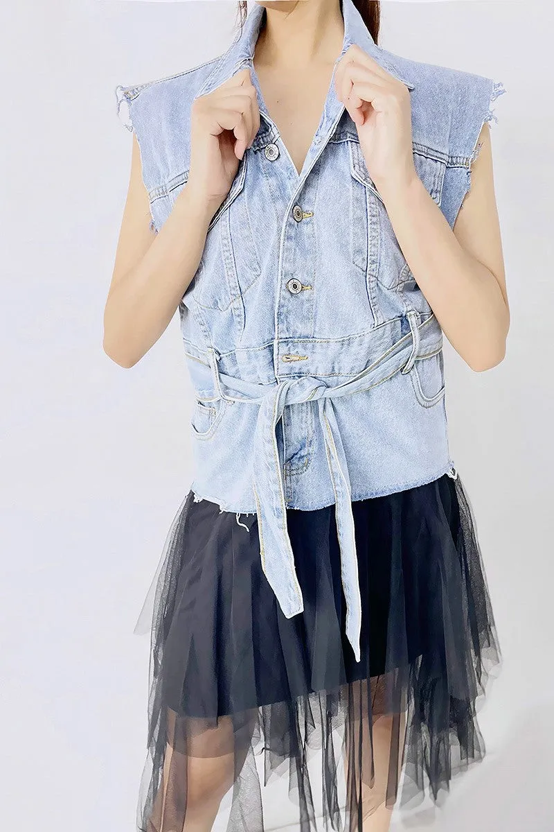 Sleeveless button down hi low dress Women