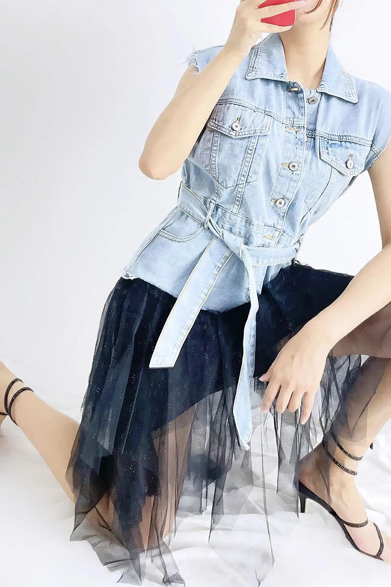 Sleeveless button down hi low dress Women