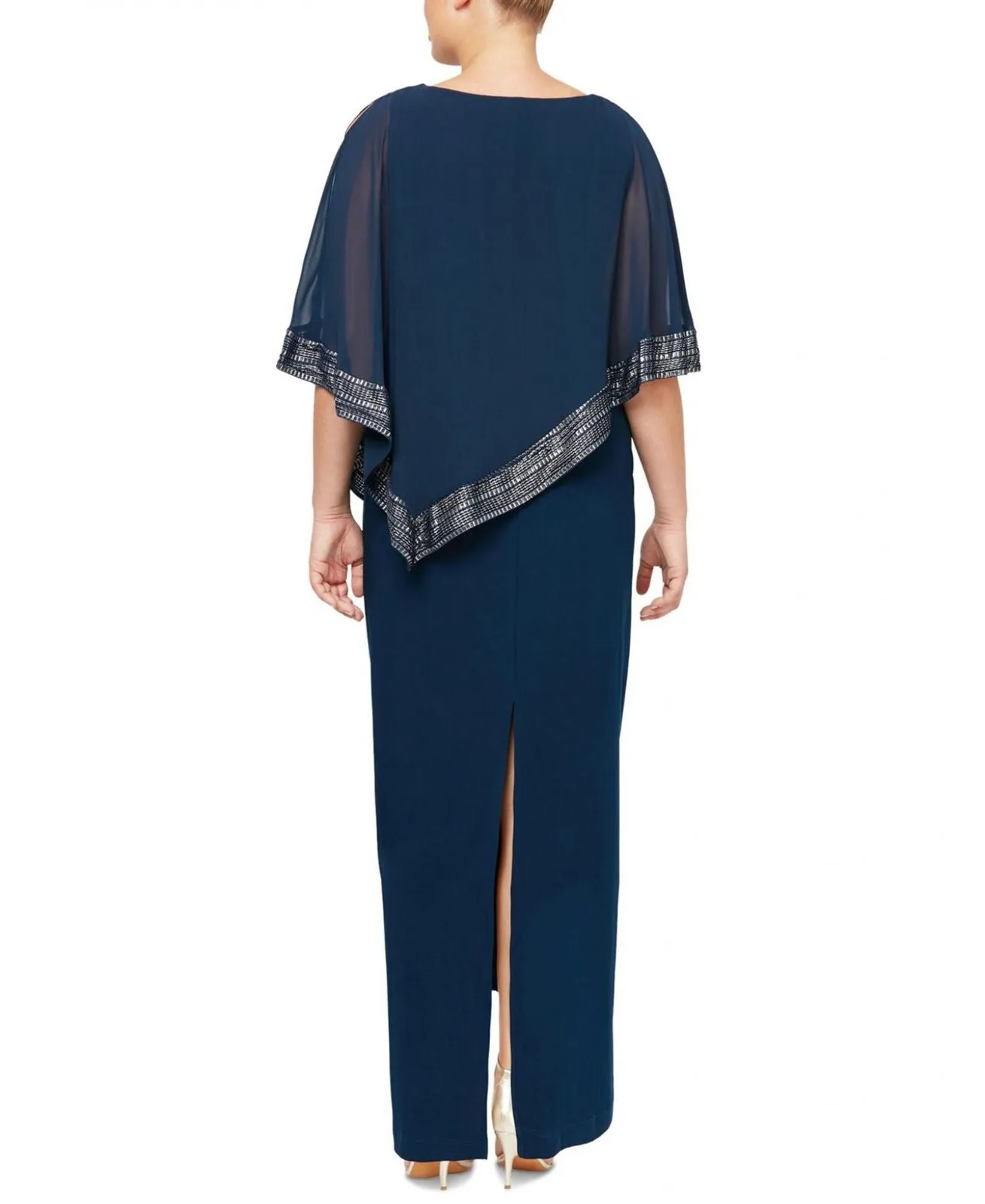 SLNY Womens Plus Size Asymmetrical-Overlay Gown Dress 166e4165912687