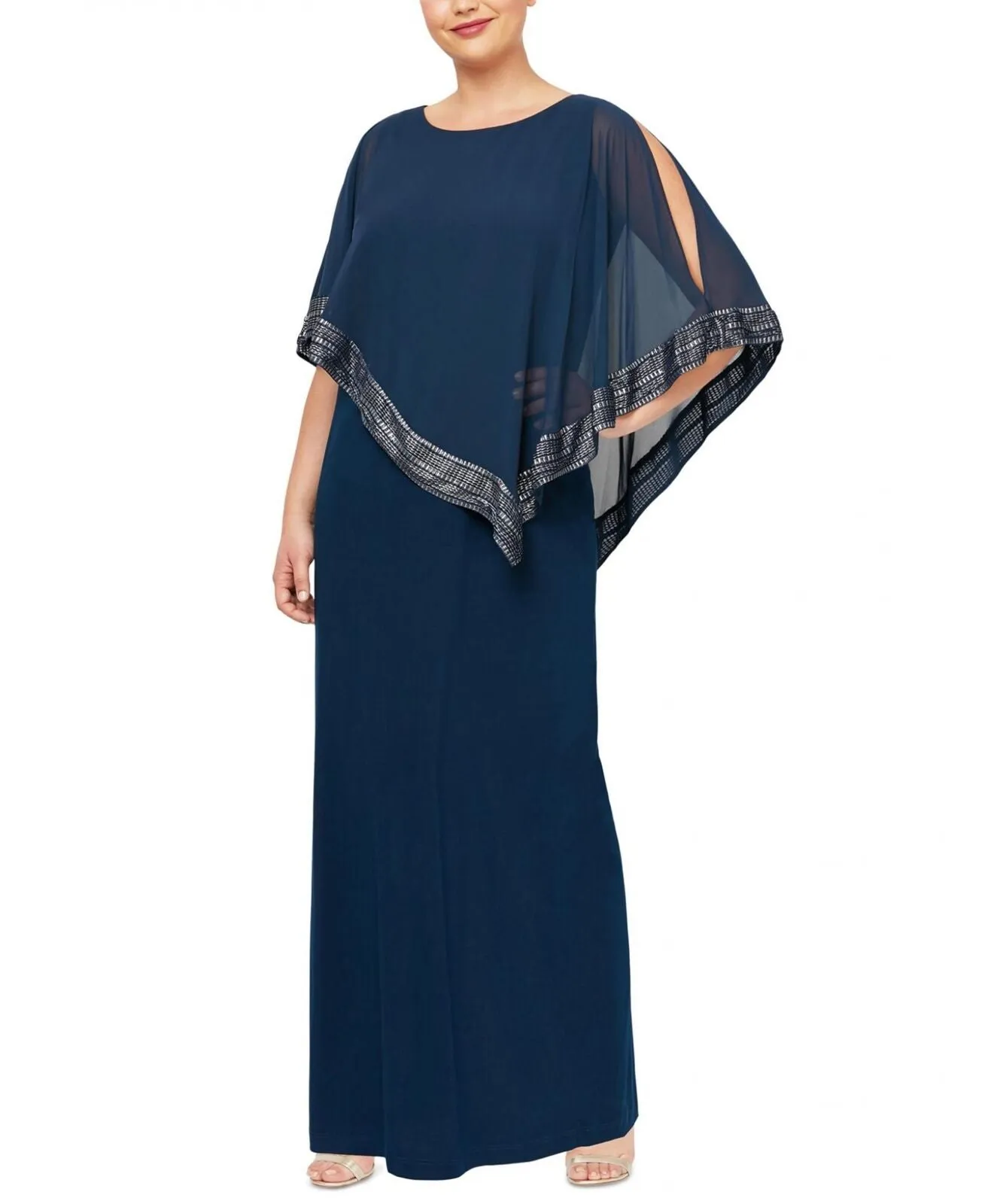 SLNY Womens Plus Size Asymmetrical-Overlay Gown Dress 166e4165912687
