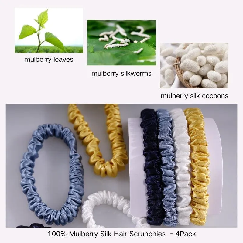 Small Silk Scrunchies Snow Mountain - 4 Pack - dropshipping