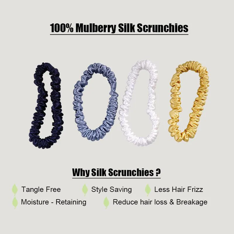 Small Silk Scrunchies Snow Mountain - 4 Pack - dropshipping