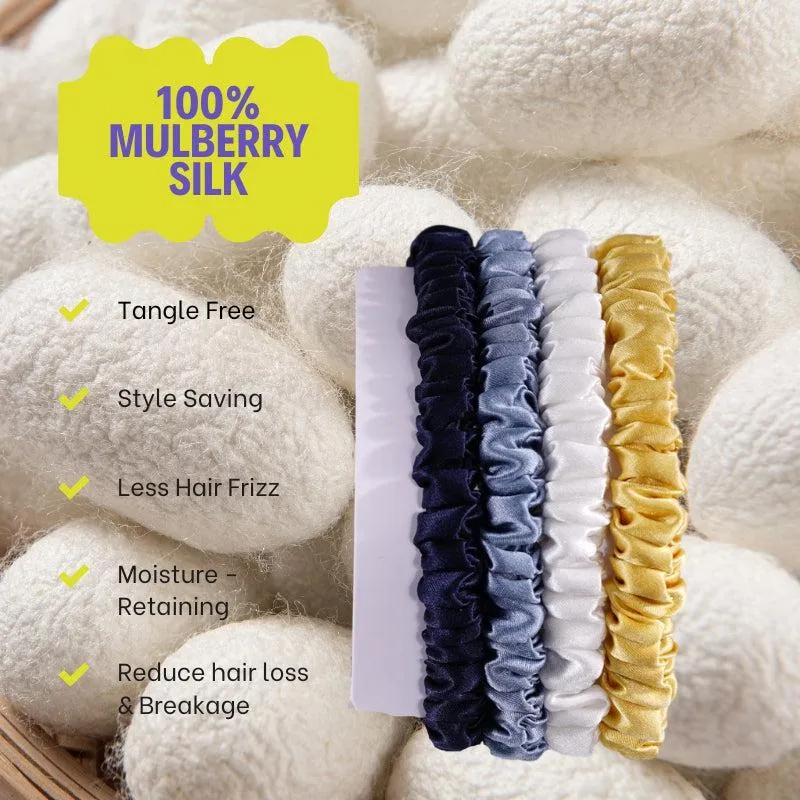 Small Silk Scrunchies Snow Mountain - 4 Pack - dropshipping