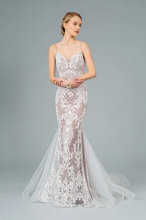Spaghetti Strap V-Neck Mermaid Long Dress
