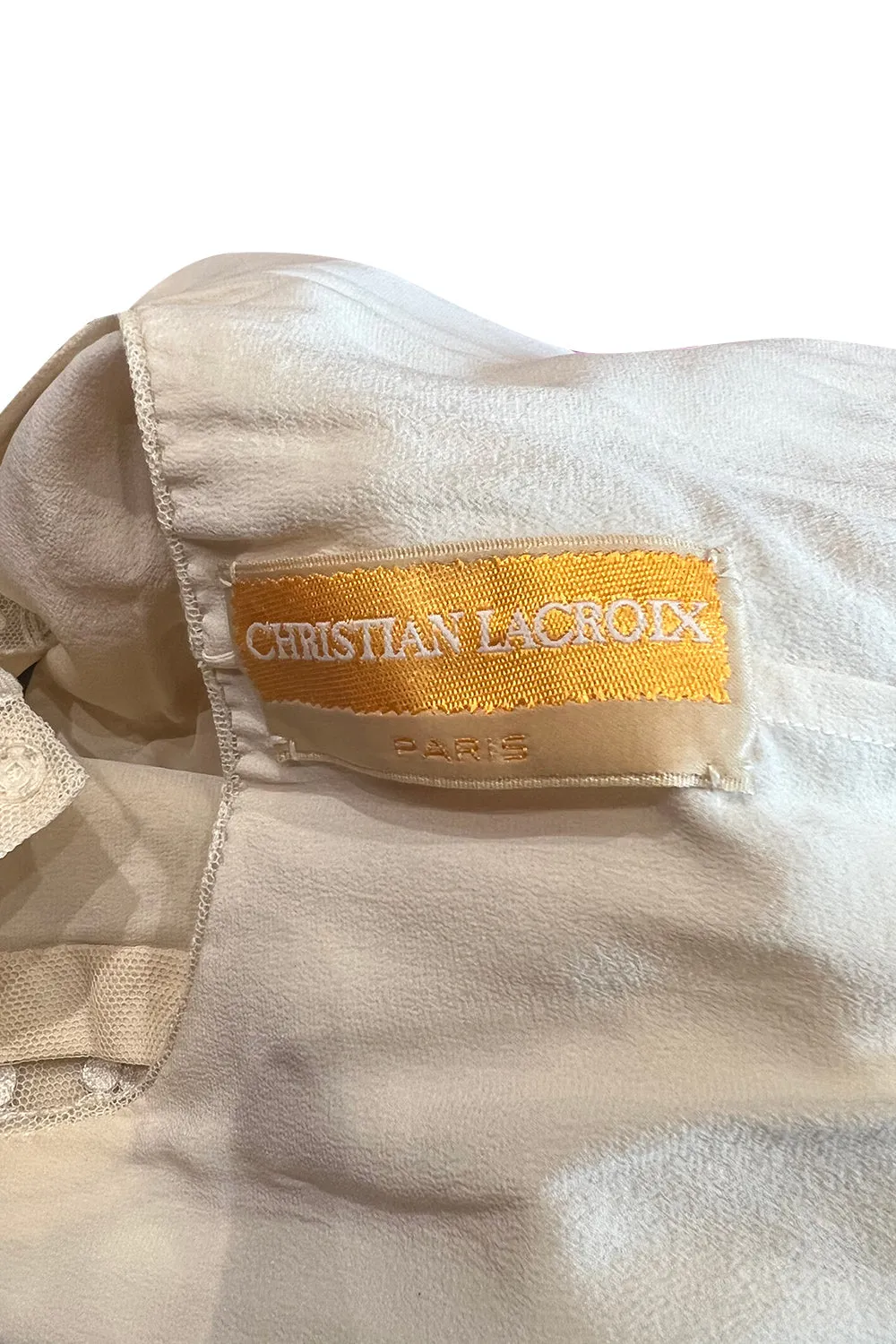 Spring 2006 Christian Lacroix Haute Couture Runway Embroidered Ivory Net Top