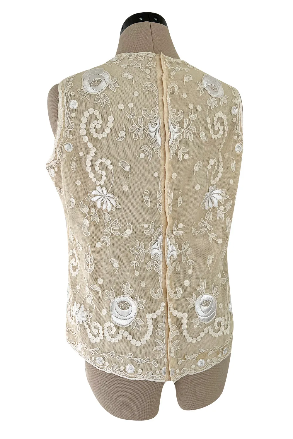 Spring 2006 Christian Lacroix Haute Couture Runway Embroidered Ivory Net Top