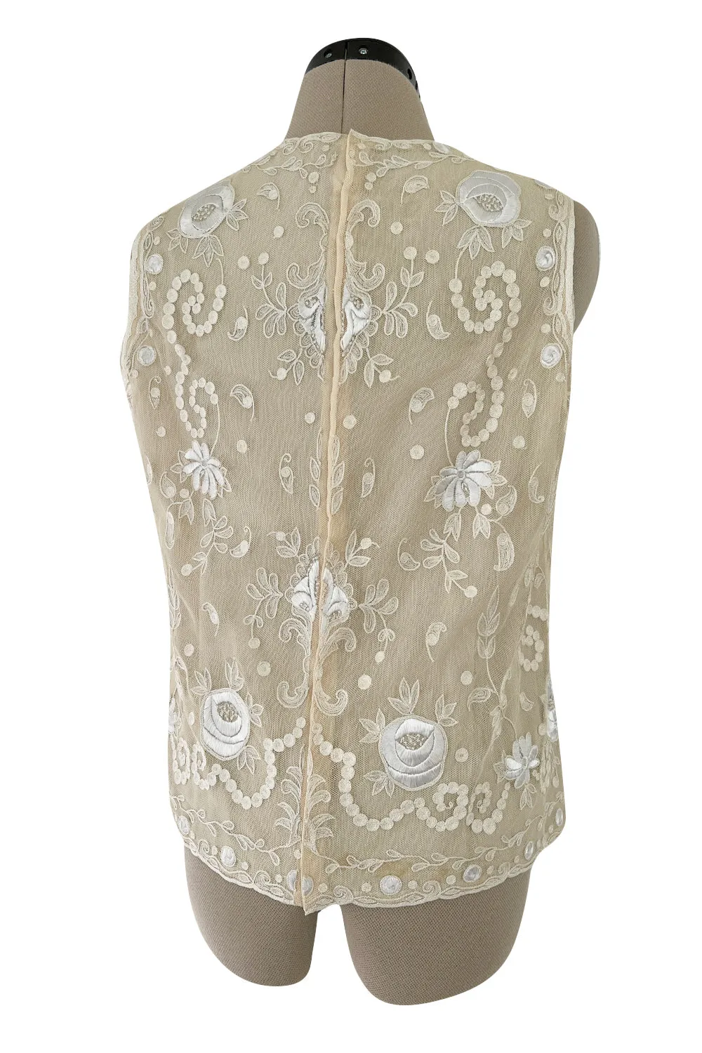 Spring 2006 Christian Lacroix Haute Couture Runway Embroidered Ivory Net Top