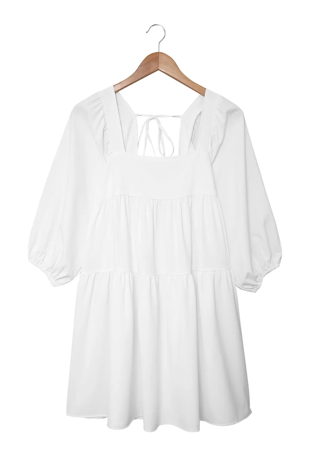 Square Neck Half Sleeve High Low Mini Dress