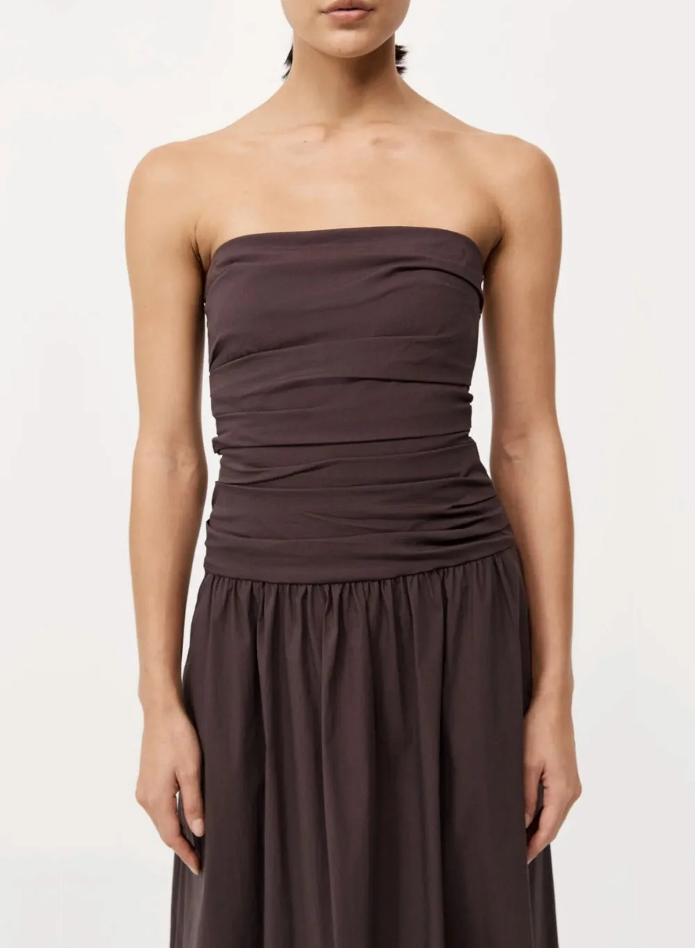 ST. AGNI | Gathered Strapless Tie Back Dress