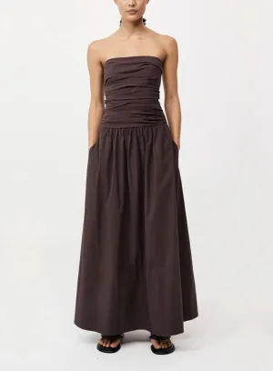 ST. AGNI | Gathered Strapless Tie Back Dress
