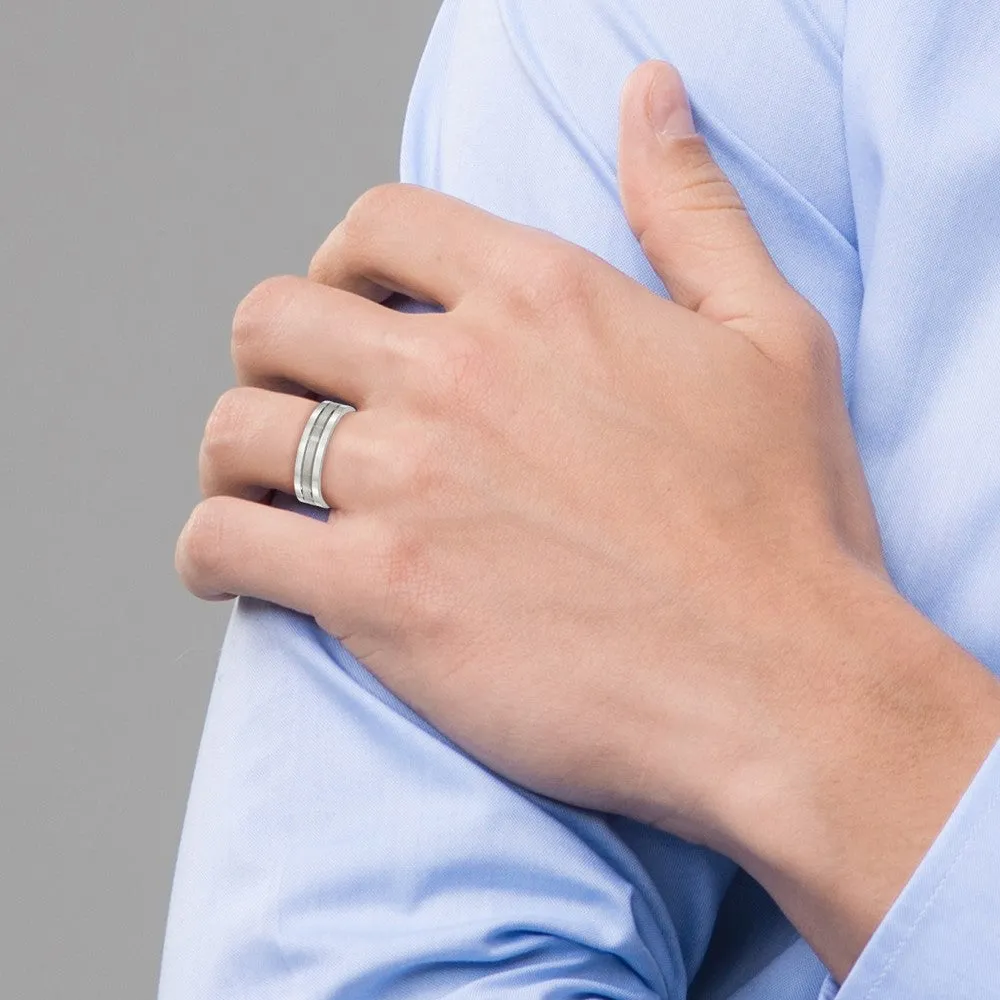 Stainless Steel Polished w/Satin Center 6mm Grooved Band