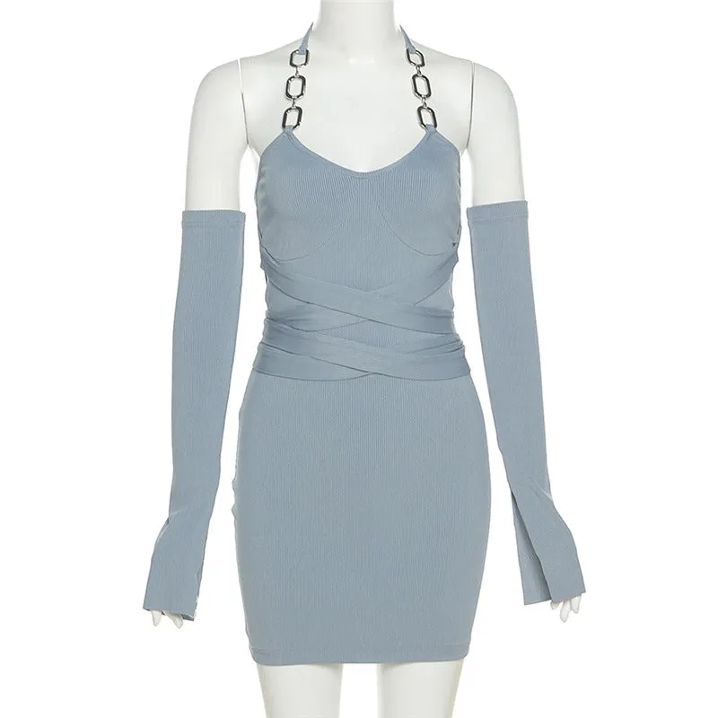 Strap Backless Slim Dress