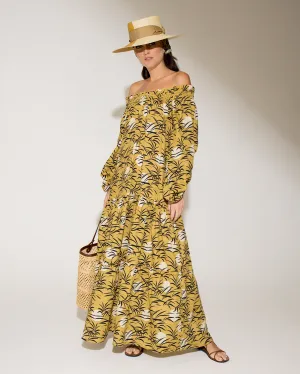 Strapless Balloon Sleeve Maxi Dress
