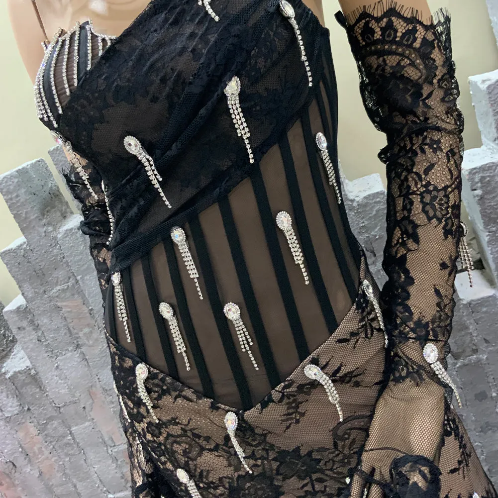 Strapless High Split Maxi Bodycon Dress HT1100